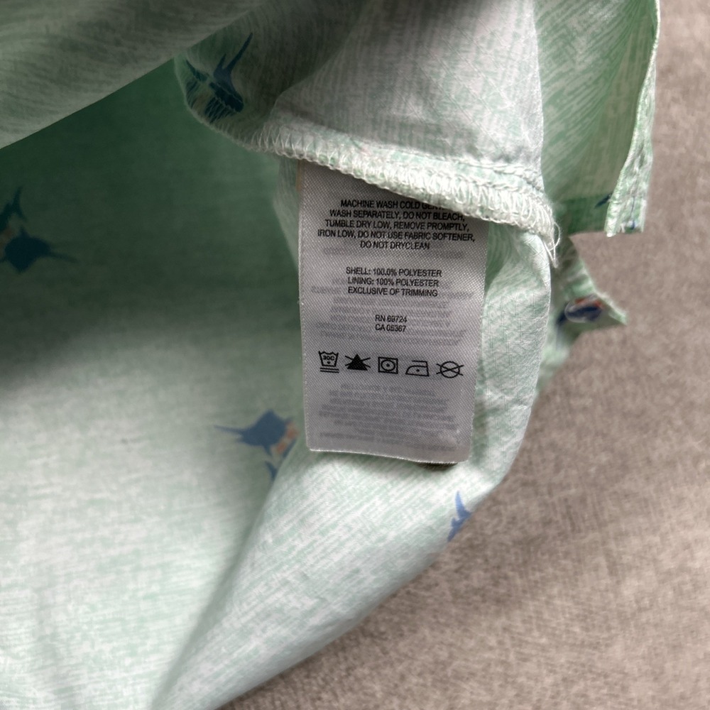 Columbia PFG Shirt Mens Medium Loop Collar Vented Fishing AOP Graphic Green - Picture 5 of 10